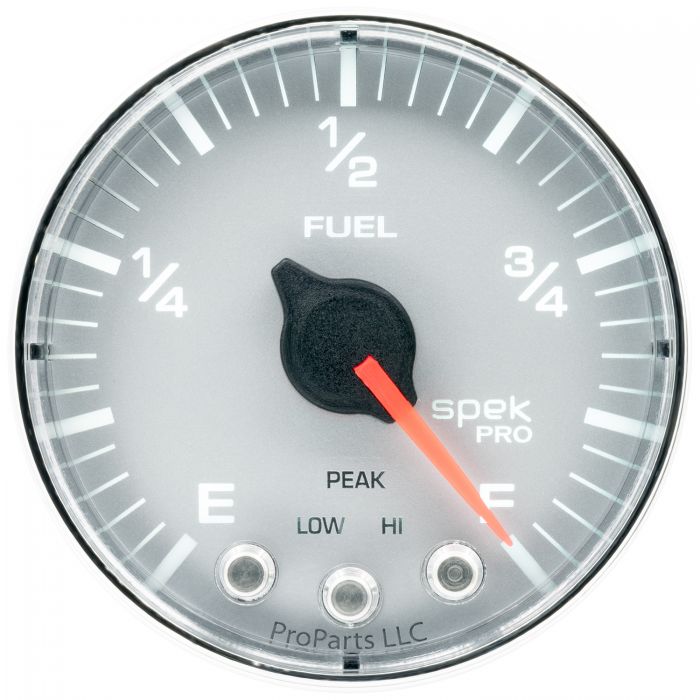 GAUGE, FUEL LEVEL, 2 1/16in, 0-270O PROGRAMMABLE, SLVR/CHRM, SPEK-PRO