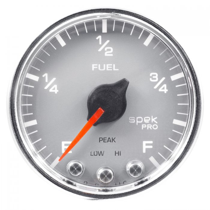 GAUGE, FUEL LEVEL, 2 1/16in, 0-270O PROGRAMMABLE, SLVR/CHRM, SPEK-PRO