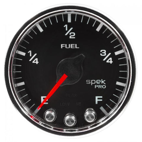 GAUGE, FUEL LEVEL, 2 1/16in, 0-270O PROGRAMMABLE, BLK/CHRM, SPEK-PRO