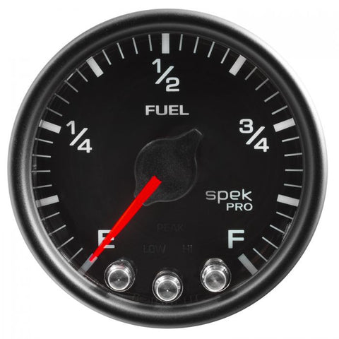 GAUGE, FUEL LEVEL, 2 1/16in, 0-270O PROGRAMMABLE, BLK/BLK, SPEK-PRO