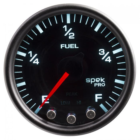 GAUGE, FUEL LEVEL, 2 1/16in, 0-270O PROGRAMMABLE, BLK/SMOKE/BLK, SPEK-PRO