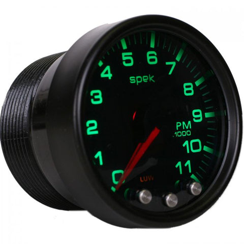 GAUGE, TACH, 2 1/16in, 11K RPM, W/ SHIFT LIGHT & PEAK MEM, BLK/SMKE/BLK, SPEK-PRO