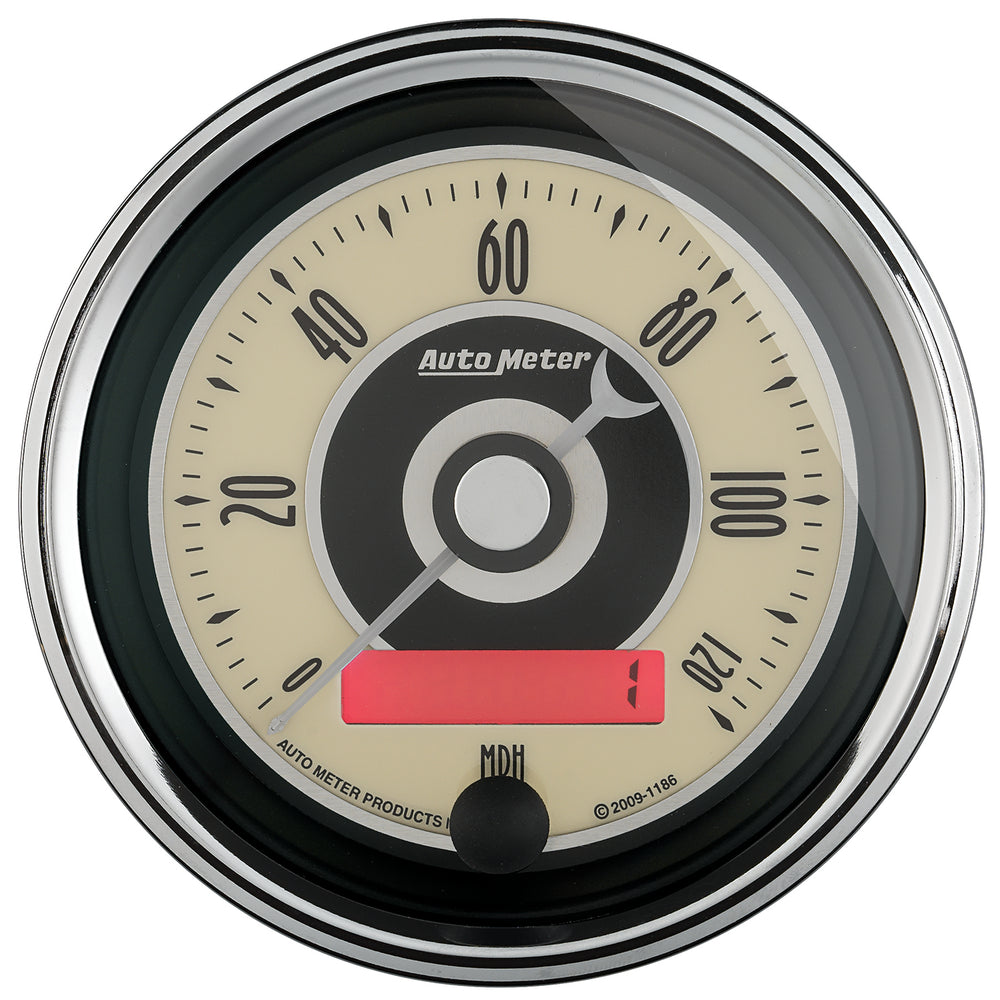 GAUGE, SPEEDOMETER, 3 3/8in, 120MPH, ELEC. PROGRAMMABLE, CRUISER AD