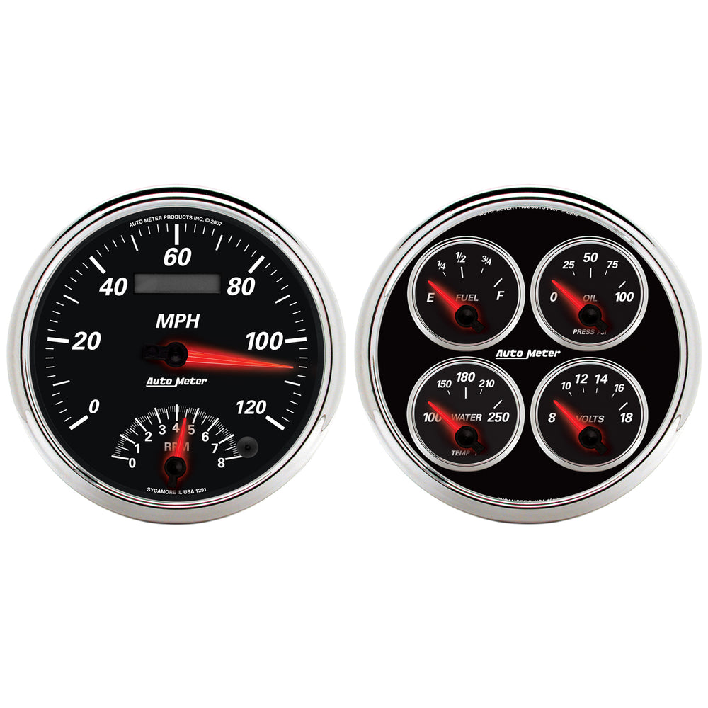 GAUGE KIT, 2 PC., QUAD & TACH/SPEEDO, 5in, DESIGNER BLACK II