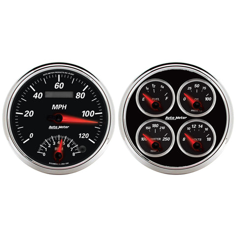 GAUGE KIT, 2 PC., QUAD & TACH/SPEEDO, 5in, DESIGNER BLACK II