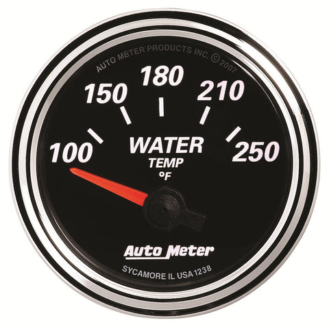 GAUGE, WATER TEMP, 2 1/16in, 250?F, ELEC, DESIGNER BLACK II