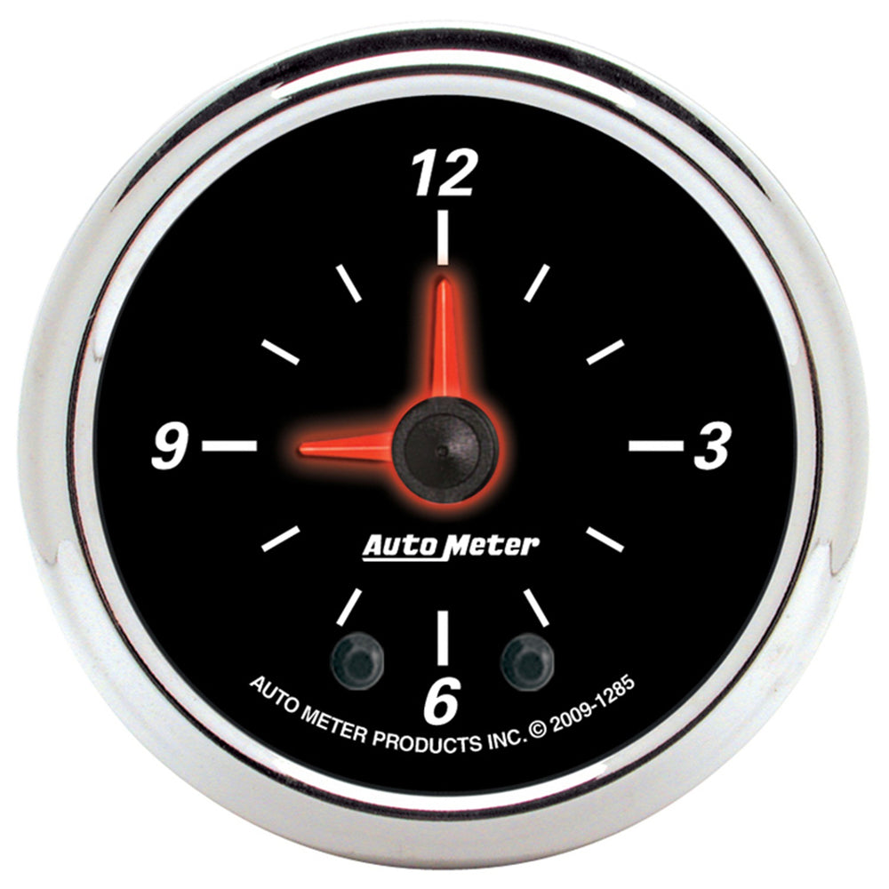 GAUGE, CLOCK, 2 1/16in, 12HR, ANALOG, DESIGNER BLACK II