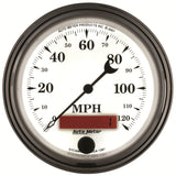 GAUGE, SPEEDOMETER, 3 3/8in, 120MPH, ELEC. PROG. W/ LCD ODO, OLD TYME WHT II