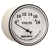GAUGE, VOLTMETER, 2 1/16in, 18V, ELEC, OLD TYME WHITE II