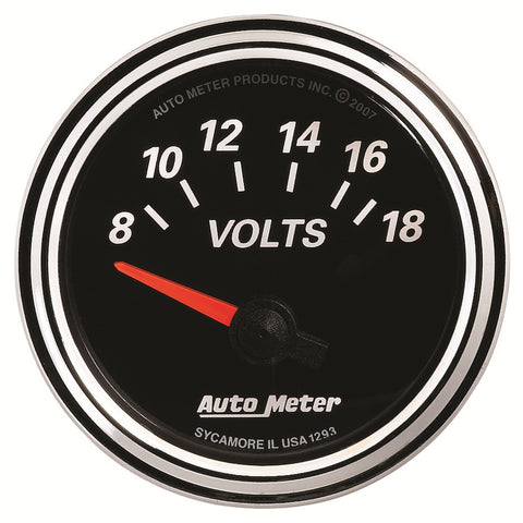 GAUGE, VOLTMETER, 2 1/16in, 18V, ELEC, DESIGNER BLACK II