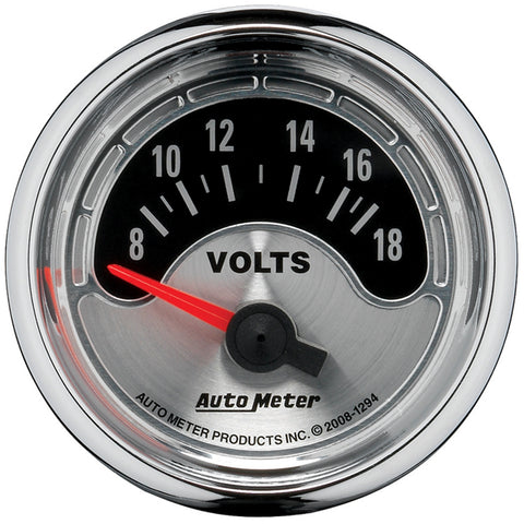 GAUGE, VOLTMETER, 2 1/16in, 18V, ELEC, AMERICAN MUSCLE