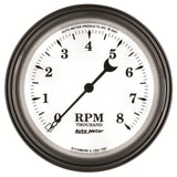 GAUGE, TACHOMETER, 3 3/8in, 8K RPM, IN-DASH, OLD TYME WHITE II