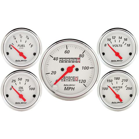 GAUGE KIT, 5 PC., 3 1/8in & 2 1/16in, MECH. SPEEDOMETER, ARCTIC WHITE