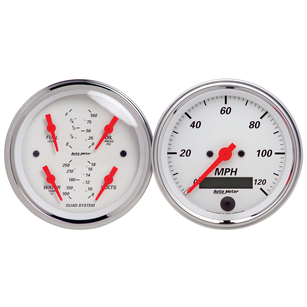 GAUGE KIT, 2 PC., QUAD & SPEEDOMETER, 3 3/8in, ARCTIC WHITE