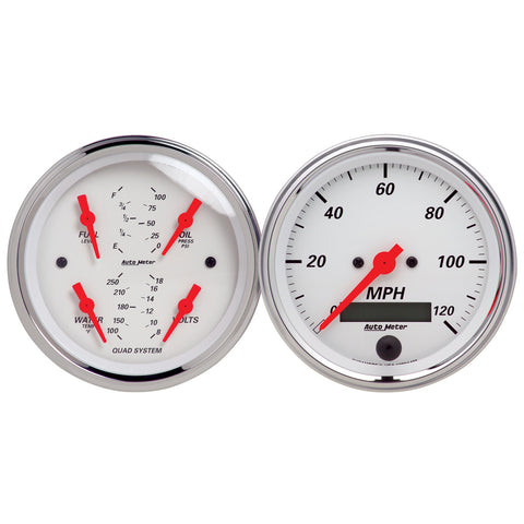 GAUGE KIT, 2 PC., QUAD & SPEEDOMETER, 3 3/8in, ARCTIC WHITE