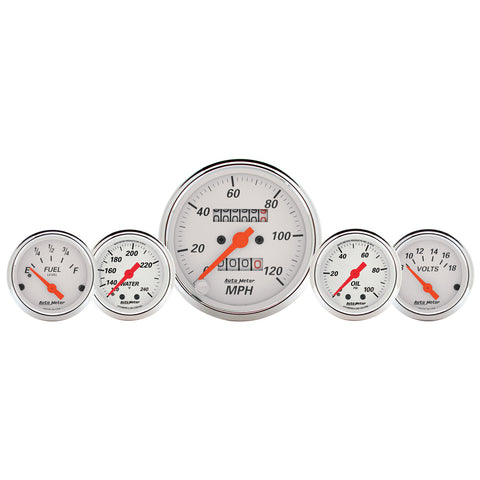 GAUGE KIT, 5 PC., 3 1/8in & 2 1/16in, MECH. SPEEDO., WTMP & OILP, ARCTIC WHT