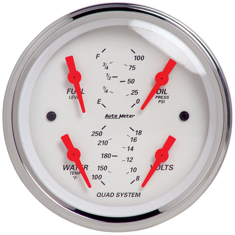 GAUGE, QUAD, 3 3/8in, 240OE-33OF, ELEC, ARCTIC WHITE