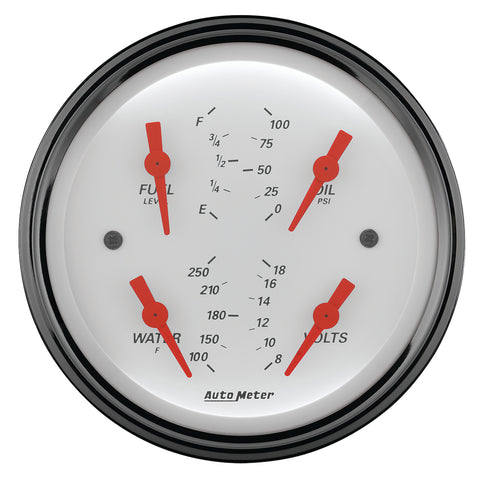 GAUGE, QUAD, 3 3/8in, 0OE-90OF, ELEC, ARCTIC WHITE