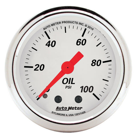 GAUGE, OIL PRESS, 2 1/16in, 100PSI, MECH, ARCTIC WHITE