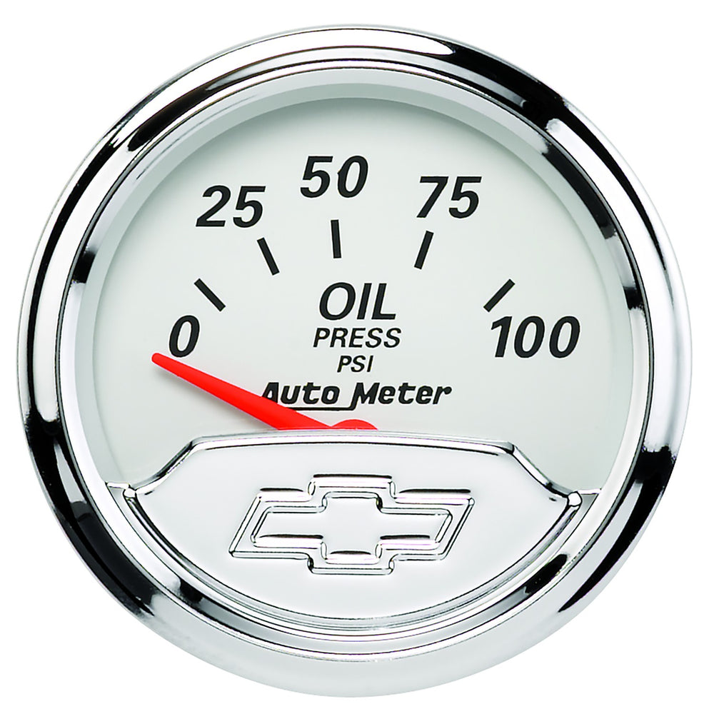 GAUGE, OIL PRESS, 2 1/16in, 100PSI, ELEC, CHEVROLET HERITAGE BOWTIE