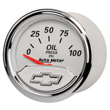 GAUGE, OIL PRESS, 2 1/16in, 100PSI, ELEC, CHEVROLET HERITAGE BOWTIE