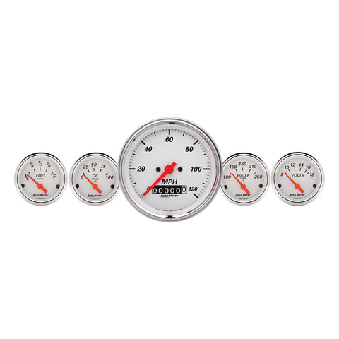 GAUGE KIT, 5 PC., 3 3/8in & 2 1/16in, ELEC. SPEEDOMETER, ARCTIC WHITE