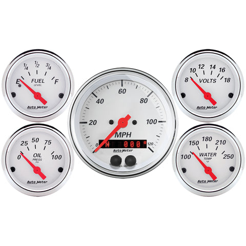 GAUGE KIT, 5 PC., 3 3/8in & 2 1/16in, GPS SPEEDOMETER, ARCTIC WHITE