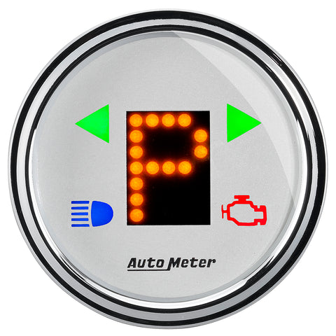 GAUGE, GEAR POS, 2 1/16in, INCL INDICATORS, WHITE DIAL, DOME LENS, CHROME BEZEL