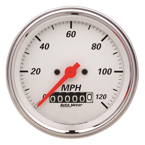 GAUGE, SPEEDOMETER, 3 3/8in, 120MPH, ELEC. PROG. W/ WHEEL ODO, ARCTIC WHITE
