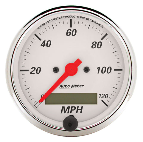 GAUGE, SPEEDOMETER, 3 1/8in, 120MPH, ELEC. PROG. W/ LCD ODO, ARCTIC WHITE