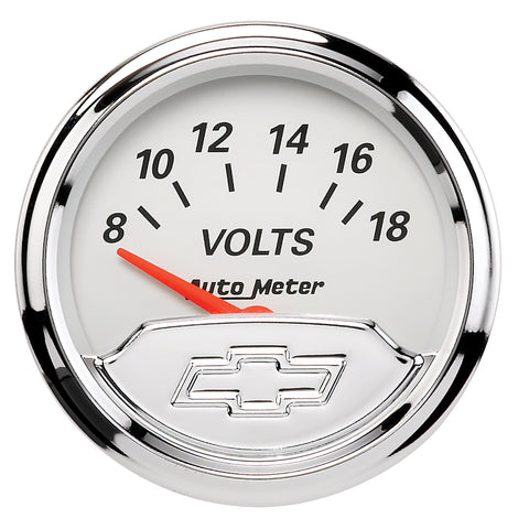 GAUGE, VOLTMETER, 2 1/16in, 18V, ELEC, CHEVROLET HERITAGE BOWTIE