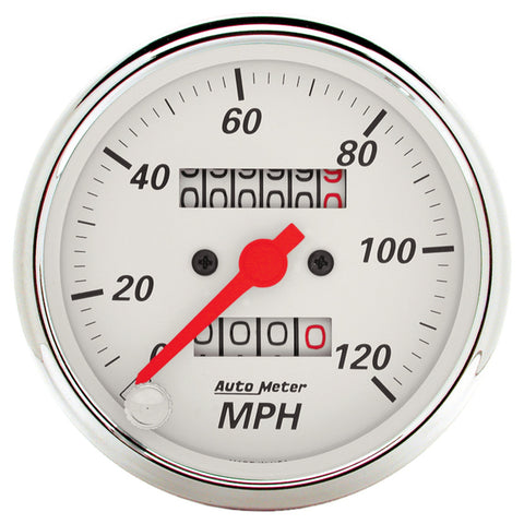 GAUGE, SPEEDOMETER, 3 1/8in, 120MPH, MECHANICAL, ARCTIC WHITE