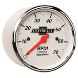 GAUGE, TACHOMETER, 3 1/8in, 7K RPM, IN-DASH, CHEVROLET HERITAGE BOWTIE