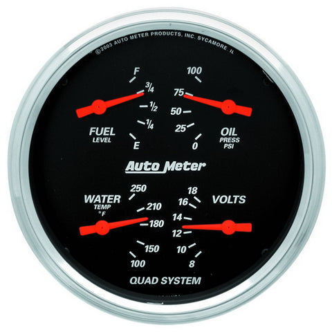 GAUGE KIT, 2 PC., QUAD & SPEEDOMETER, 5in, DESIGNER BLACK