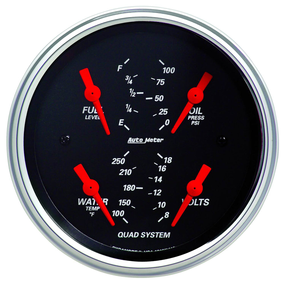 GAUGE, QUAD, 3 3/8in, 240OE-33OF, ELEC, DESIGNER BLACK
