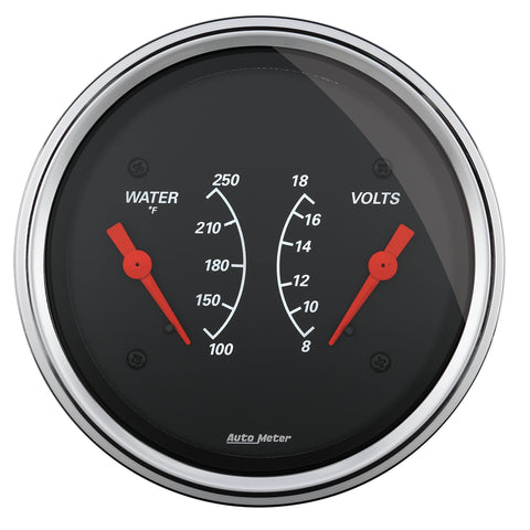 GAUGE, DUAL, WTMP & VOLT, 3 3/8in, 250?F & 18V, ELEC, DESIGNER BLACK