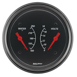 GAUGE, DUAL, WTMP & VOLT, 3 3/8in, 250?F & 18V, ELEC, DESIGNER BLACK