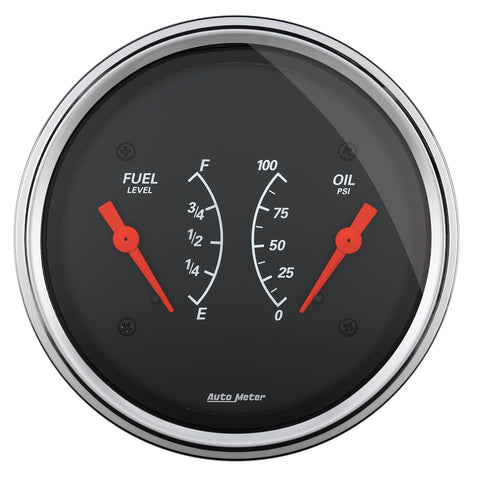 GAUGE, DUAL, FUEL & OILP, 3 3/8in, 0OE-90OF & 100PSI, ELEC, DESIGNER BLACK