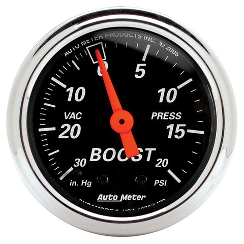 GAUGE, VAC/BOOST, 2 1/16in, 30INHG-20PSI, MECHANICAL, DESIGNER BLACK