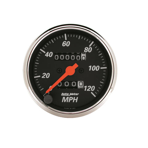 GAUGE, SPEEDOMETER, 3 1/8in, 120MPH, MECHANICAL, DESIGNER BLACK