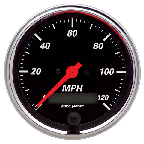 GAUGE, SPEEDOMETER, 3 3/8in, 120MPH, ELEC. PROG. W/ LCD ODO, DESIGNER BLACK
