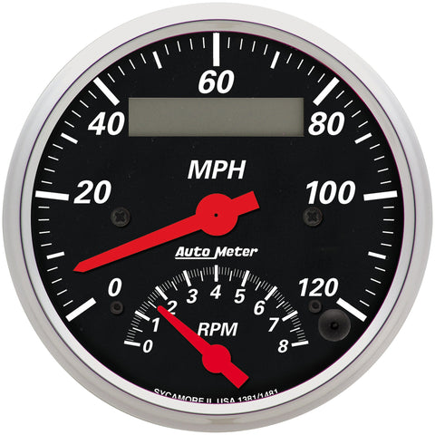 GAUGE, TACH/SPEEDO, 3 3/8in, 120MPH & 8K RPM, ELEC. PROGRAM., DESIGNER BLK