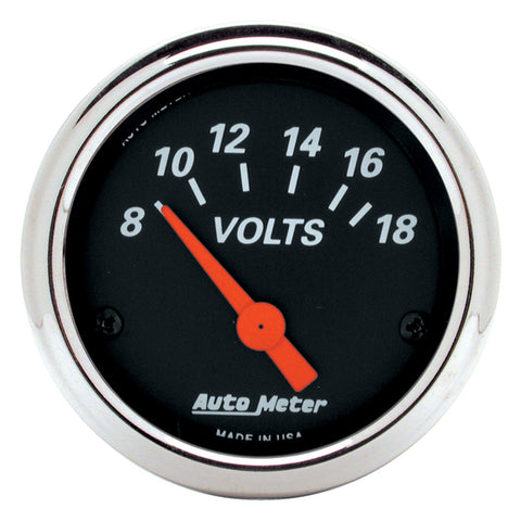 GAUGE, VOLTMETER, 2 1/16in, 18V, ELEC, DESIGNER BLACK
