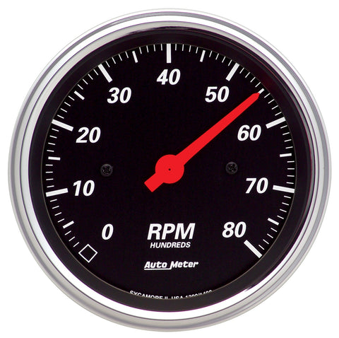 GAUGE, TACHOMETER, 3 3/8in, 8K RPM, IN-DASH, DESIGNER BLACK