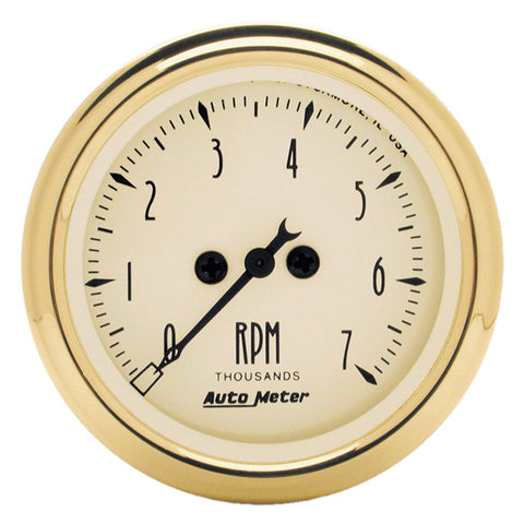 GAUGE, TACHOMETER, 2 1/16in, 7K RPM, IN-DASH, BLACK BZL, GOLDEN OLDIES