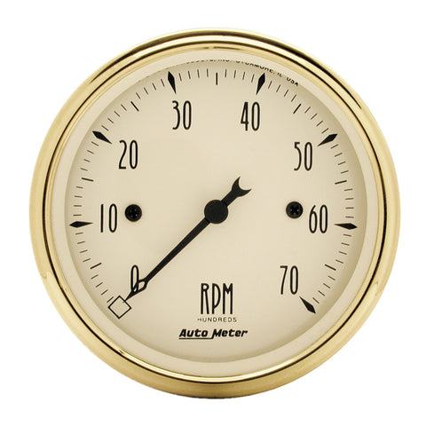 GAUGE, TACHOMETER, 3 1/8in, 7K RPM, IN-DASH, BLACK BZL, GOLDEN OLDIES