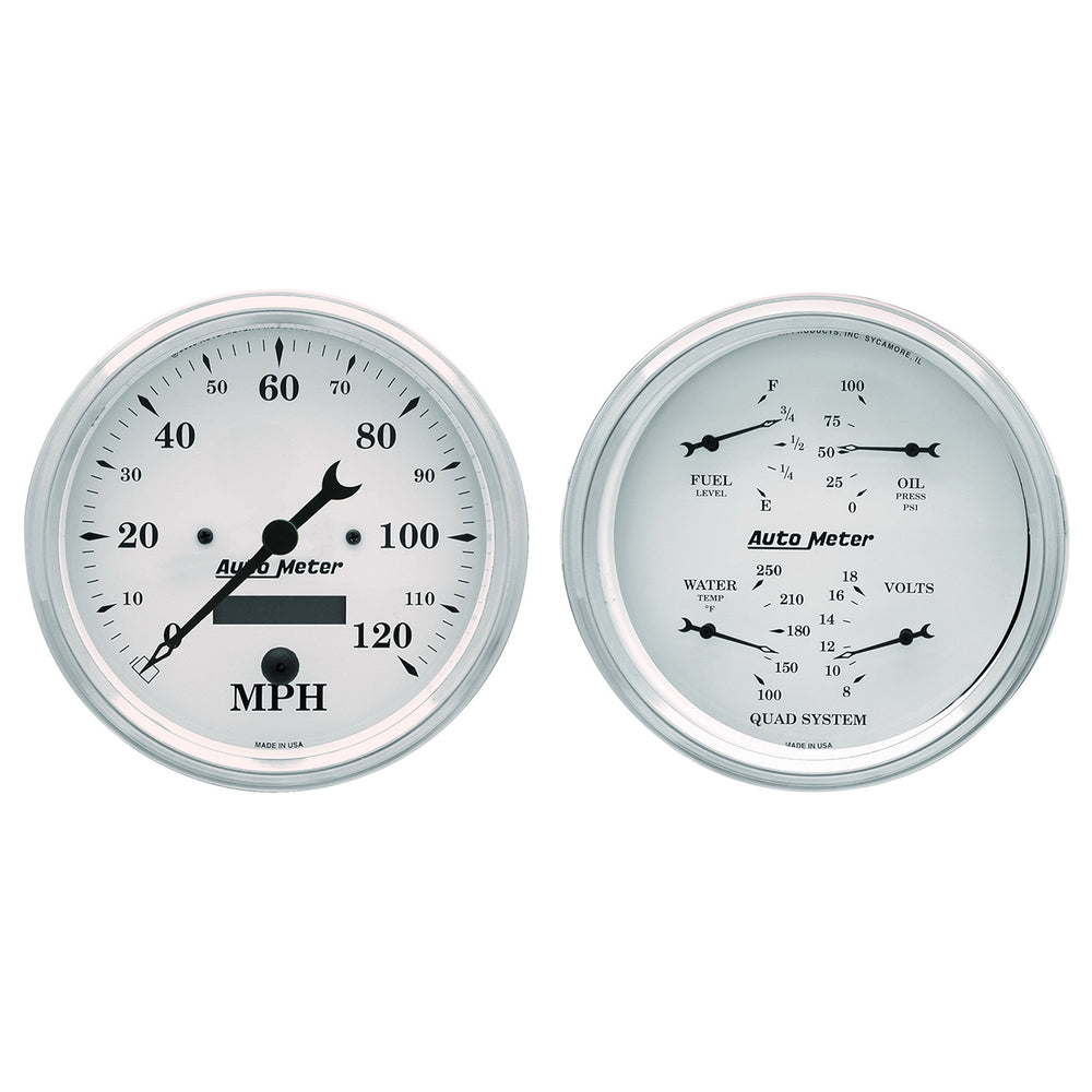 GAUGE KIT, 2 PC., QUAD & SPEEDOMETER, 5in, OLD TYME WHITE