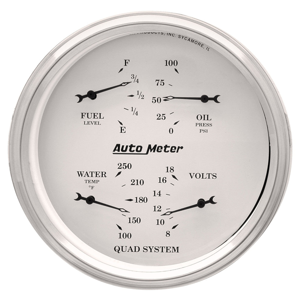 GAUGE, QUAD, 5in, 240OE-33OF, ELEC, OLD TYME WHITE