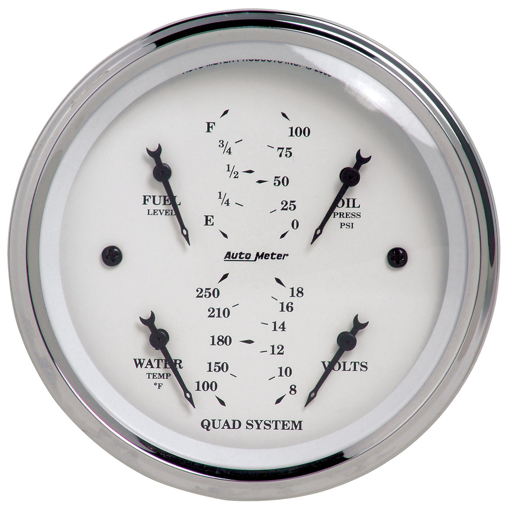 GAUGE, QUAD, 3 3/8in, 240OE-33OF, ELEC, OLD TYME WHITE