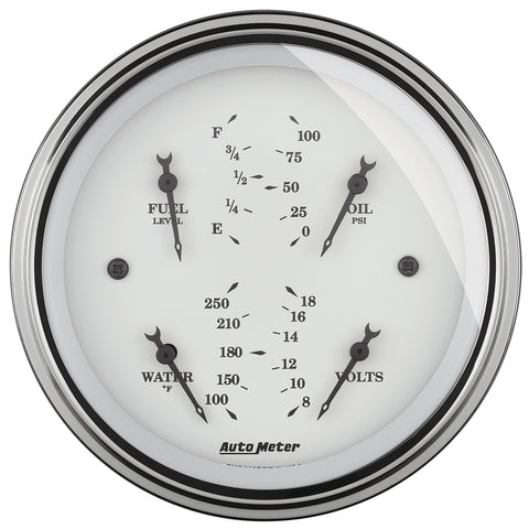 GAUGE, QUAD, 3 3/8in, 0OE-90OF, ELEC, OLD TYME WHITE
